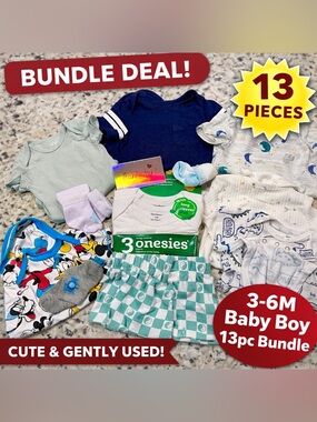 🍼 New & Like New Disney Characters plus more Baby Bodysuits TShirt pk Socks 3-6M